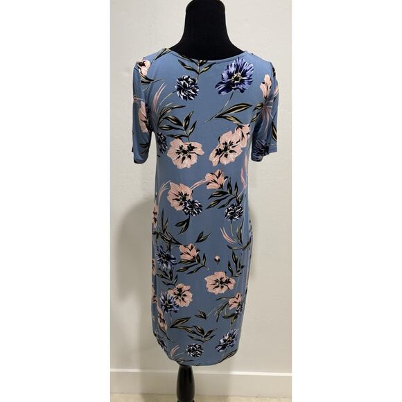 YUMI KIM Livi Shift Jersey Dress Wild Flowers Blue Pink Floral Size Medium - Picture 3 of 9